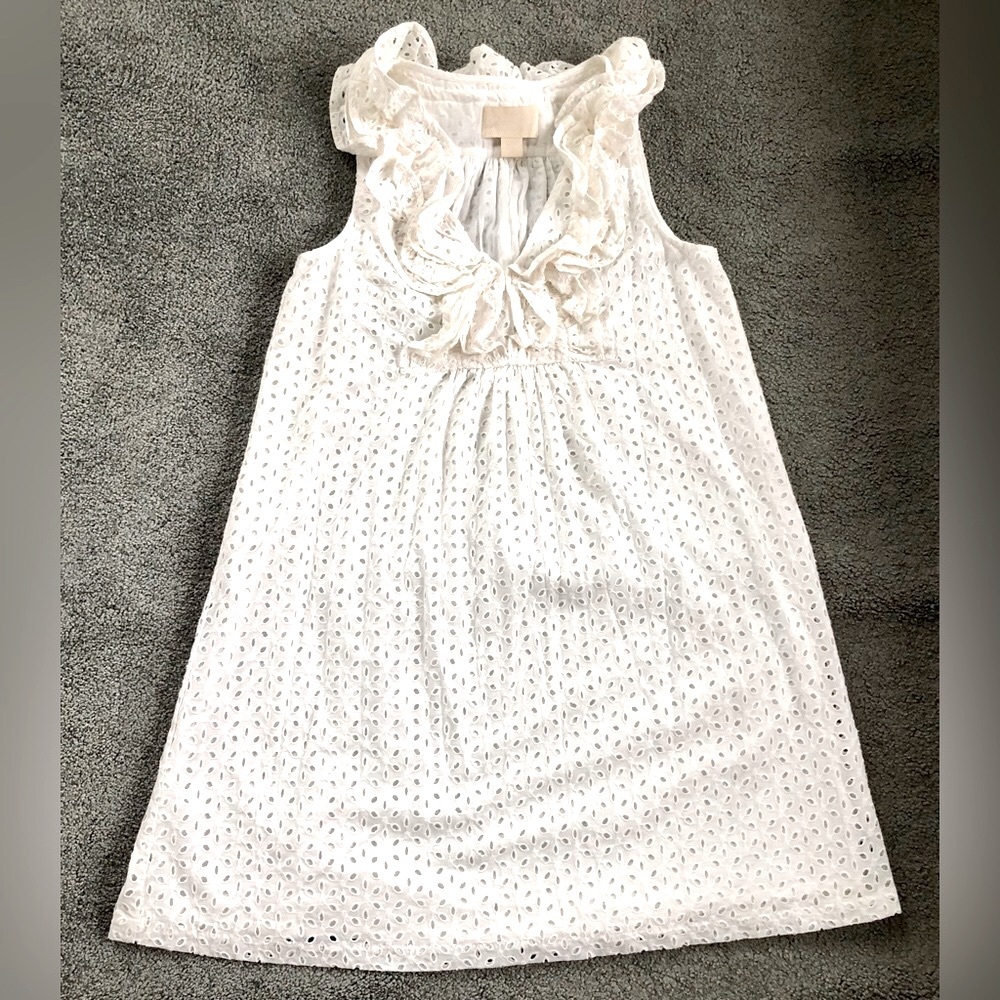New Conscious Collection by H&M cotton eyelet ruffle short mini dress 8 M med